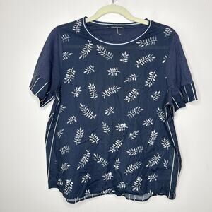 Luisa Cerano Women's Cotton Short Sleeve Multi-Pattern Crew Neck Top Size 8 Chic